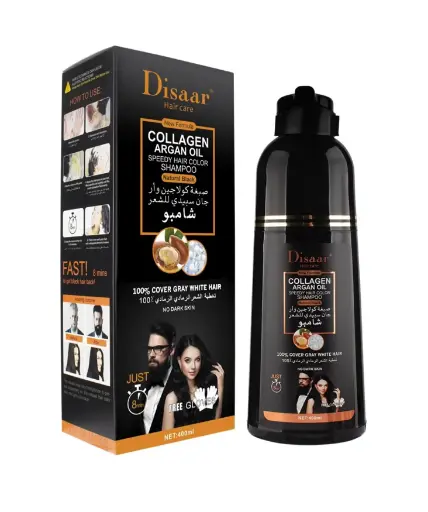 Shampooing Teinture Noir de Disaar Beauty, Collagène Huile D'argan
